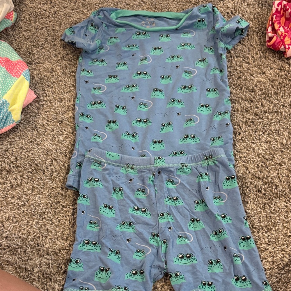 Kickee Blue Frog Print Kids Pajamas